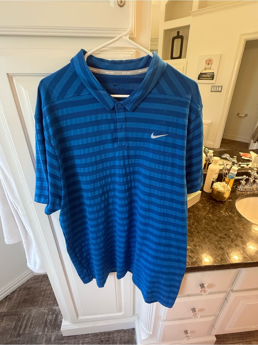 Nike Men’s Blue Striped Polo Shirt